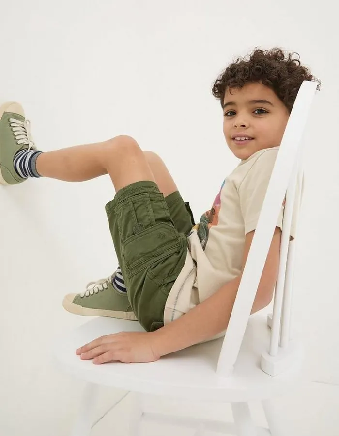Kids FatFace Shorts Lulworth Cargo Shorts Khaki Green