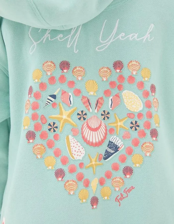 Kids FatFace Sweatshirts and Hoodies Shell Zip Through Hoodie Mint Green