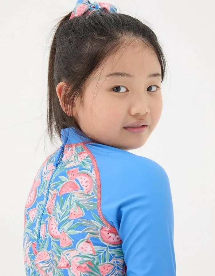 Kids FatFace Swimwear Watermelon Rash Vest Cobalt Blue