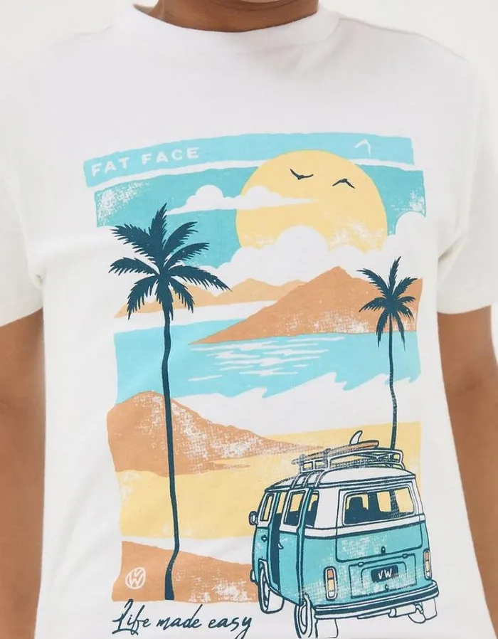 Kids FatFace TShirts and Polos VW Summer Graphic T Shirt Natural White