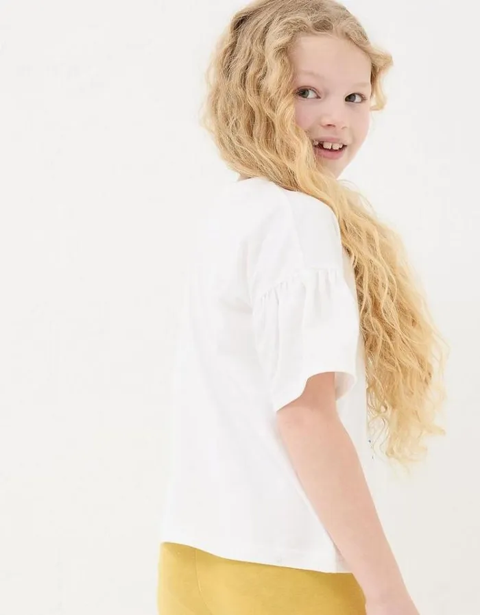 Kids FatFace Tops and TShirts Peacock Jersey Graphic T Shirt Natural White