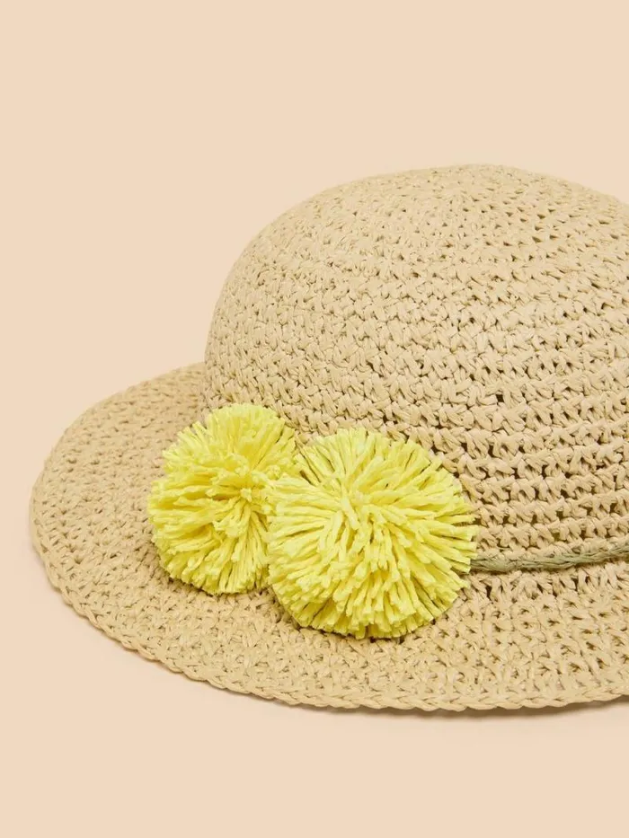 Kids Girls Summer Hat Natural Multi White Stuff Accessories