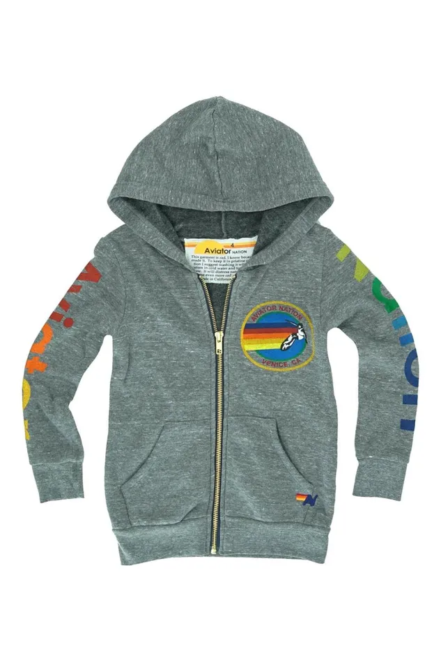 Kids Kids Collection Aviator Nation KID039S AVIATOR NATION ZIP HOODIE 8211 HEATHER GREY