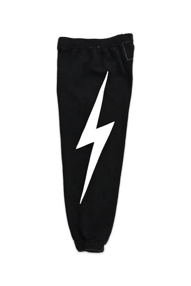 Kids Kids Collection Aviator Nation KIDS BOLT PRINT SWEATPANTS 8211 BLACK WHITE
