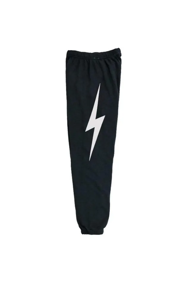 Kids Kids Collection Aviator Nation KIDS BOLT PRINT SWEATPANTS 8211 CHARCOAL WHITE
