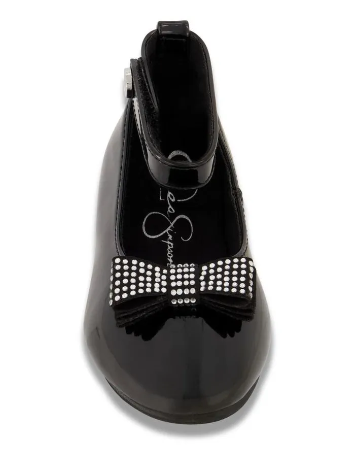 Kids Shoes Jessica Simpson Toddler Amy Jeweled Bow Ballet Flat In Black