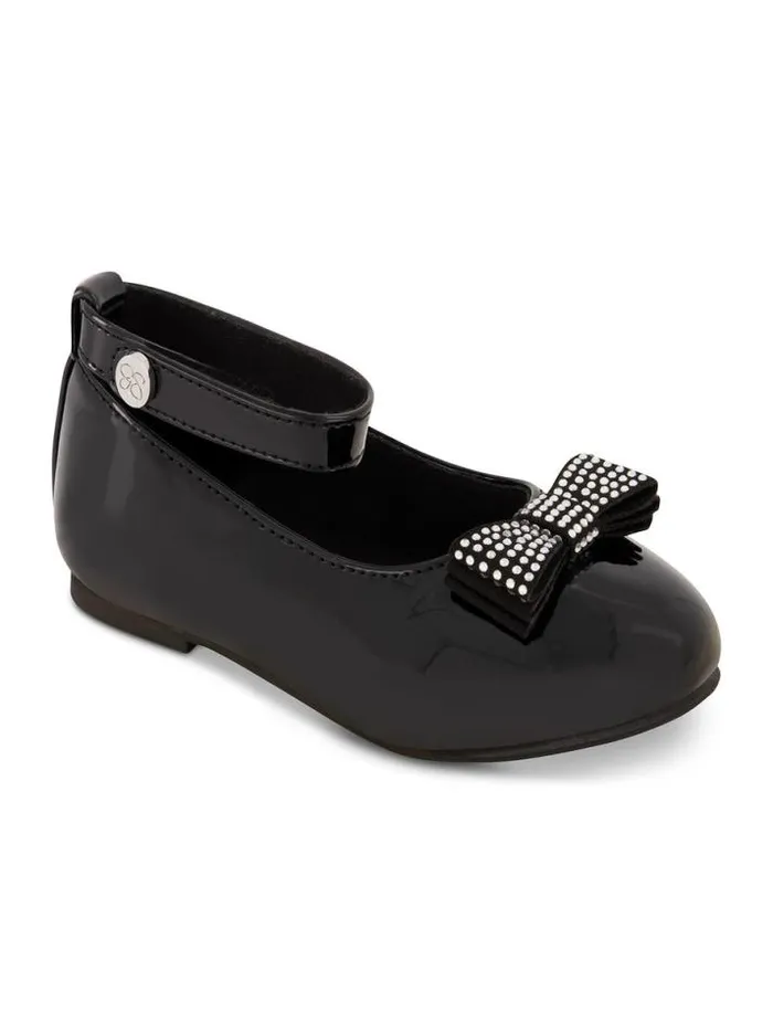 Kids Shoes Jessica Simpson Toddler Amy Jeweled Bow Ballet Flat In Black