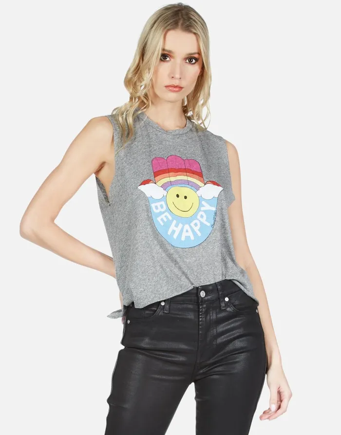 Kinzington Happy Hamsa Heather Grey Women039s Lauren Moshi Tanks