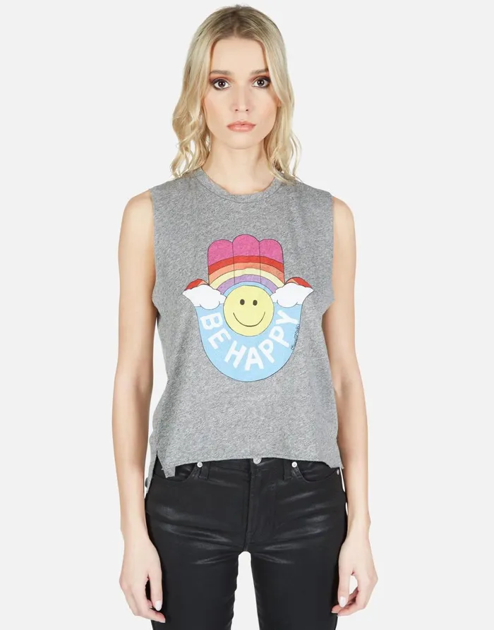 Kinzington Happy Hamsa Heather Grey Women039s Lauren Moshi Tanks