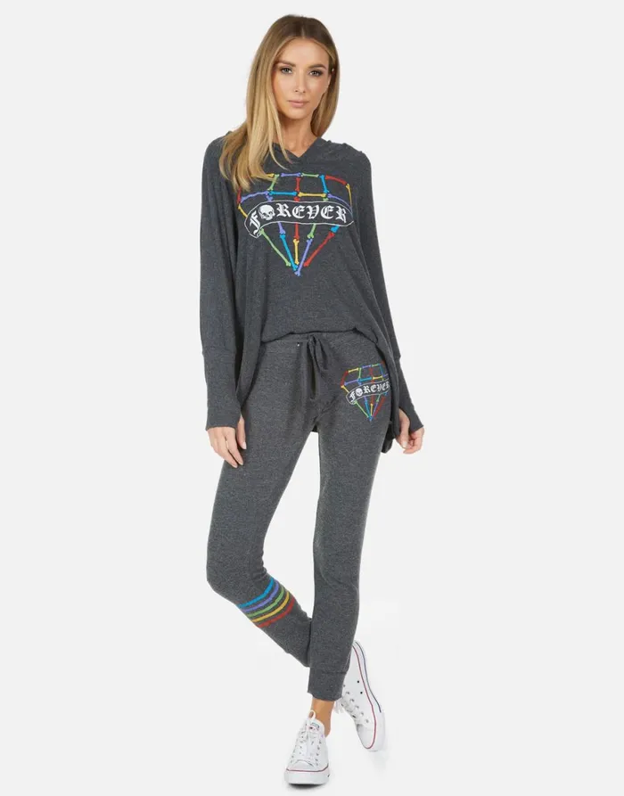 Kizzy Bone Diamond Heather Black Women039s Lauren Moshi Long Sweatpants