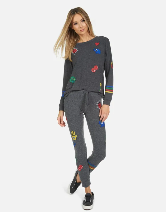 Kizzy Lucky Elements Heather Black Women039s Lauren Moshi Long Sweatpants