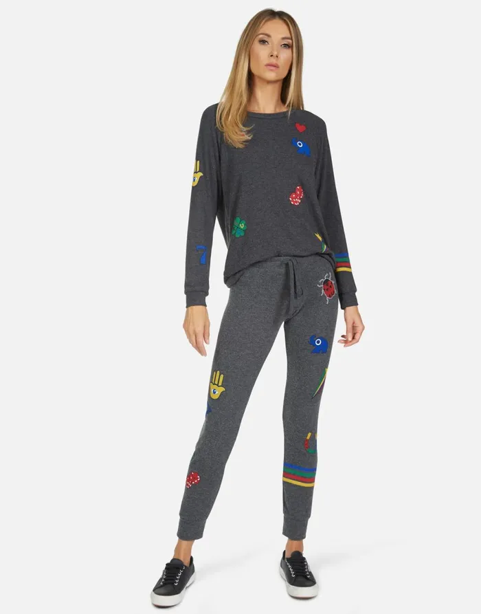 Kizzy Lucky Elements Heather Black Women039s Lauren Moshi Long Sweatpants