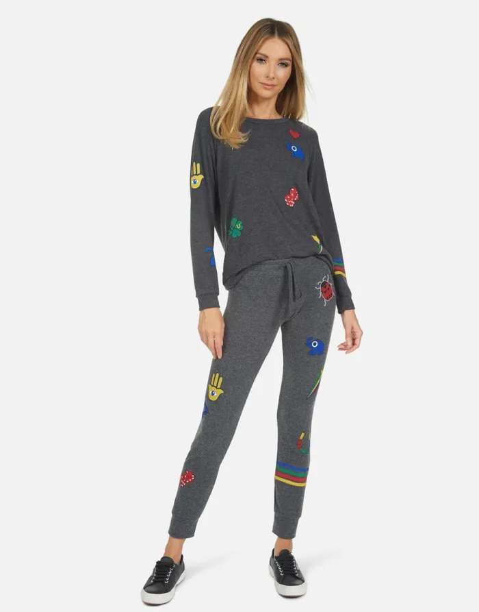 Kizzy Lucky Elements Heather Black Women039s Lauren Moshi Long Sweatpants