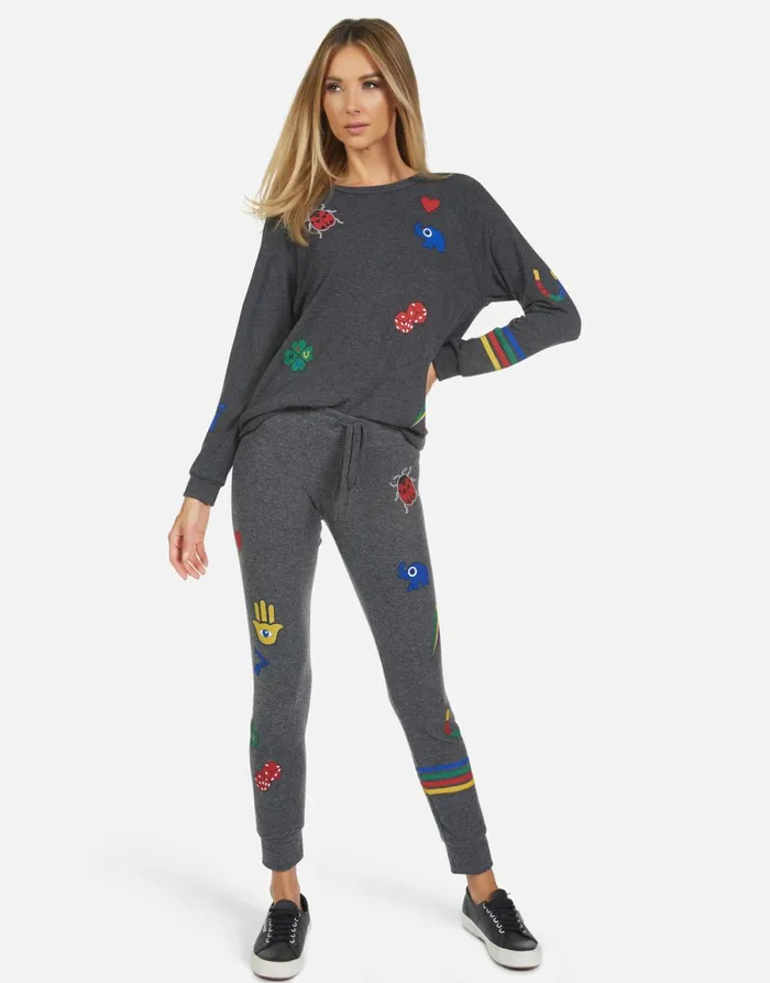 Kizzy Lucky Elements Heather Black Women039s Lauren Moshi Long Sweatpants