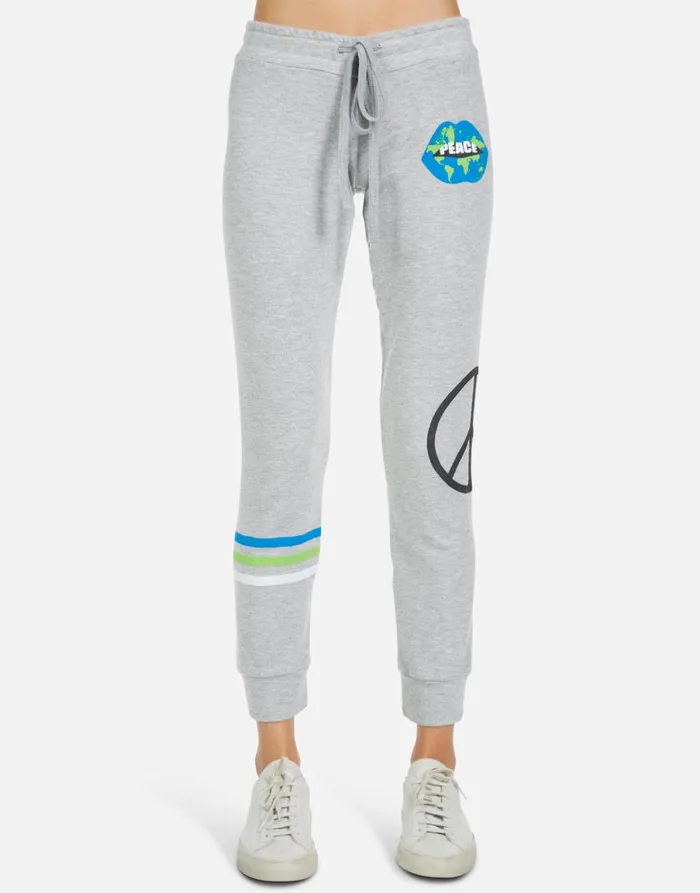 Kizzy World Peace Lips Heather Grey Women039s Lauren Moshi Long Sweatpants