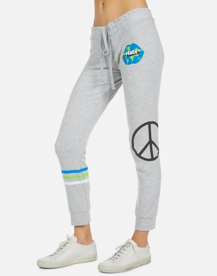Kizzy World Peace Lips Heather Grey Women039s Lauren Moshi Long Sweatpants
