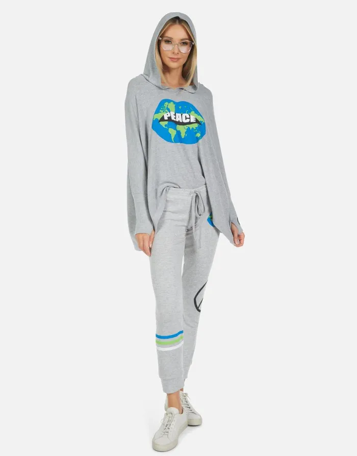 Kizzy World Peace Lips Heather Grey Women039s Lauren Moshi Long Sweatpants