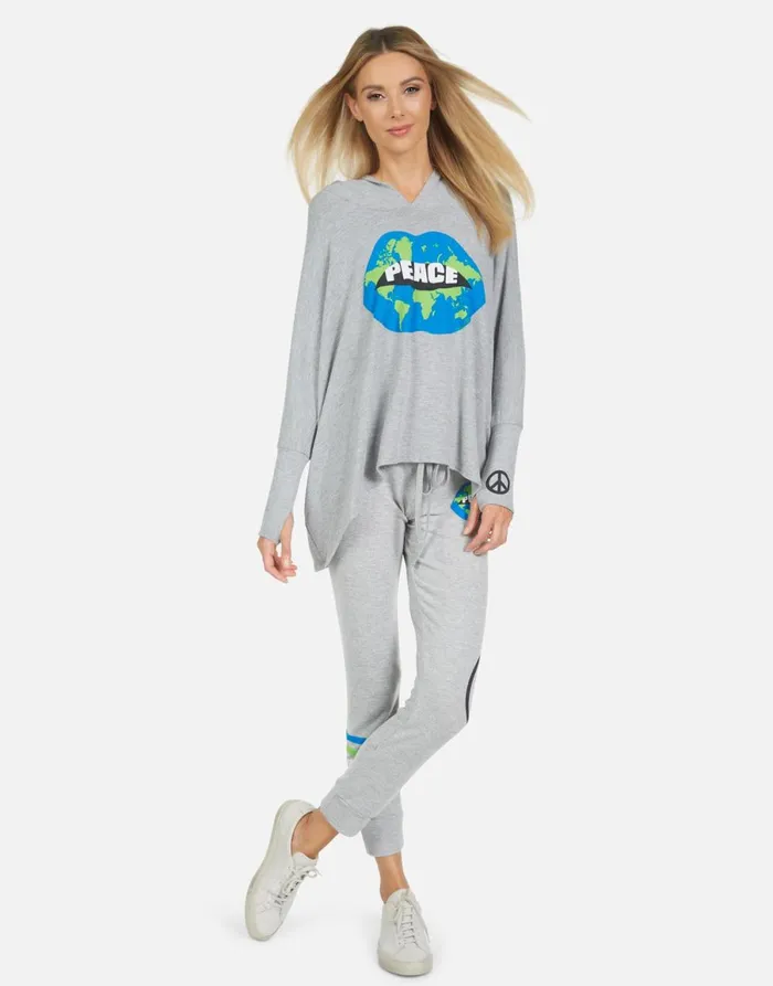 Kizzy World Peace Lips Heather Grey Women039s Lauren Moshi Long Sweatpants