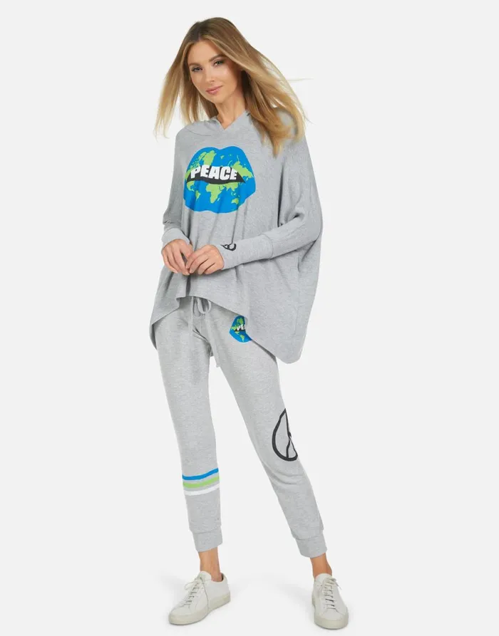 Kizzy World Peace Lips Heather Grey Women039s Lauren Moshi Long Sweatpants