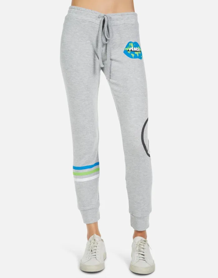 Kizzy World Peace Lips Heather Grey Women039s Lauren Moshi Long Sweatpants