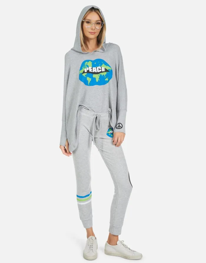 Kizzy World Peace Lips Heather Grey Women039s Lauren Moshi Long Sweatpants