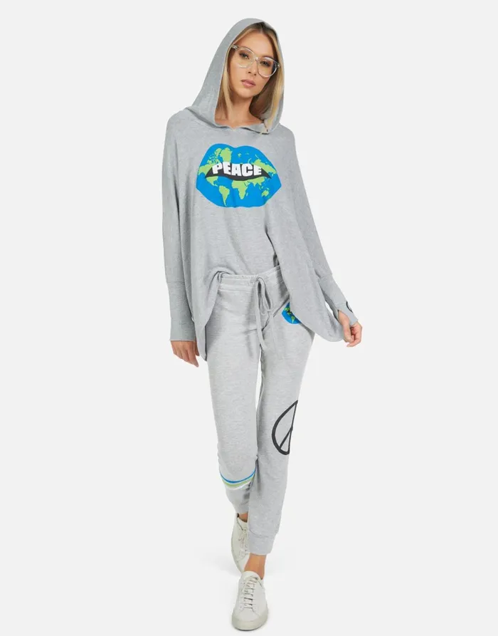 Kizzy World Peace Lips Heather Grey Women039s Lauren Moshi Long Sweatpants