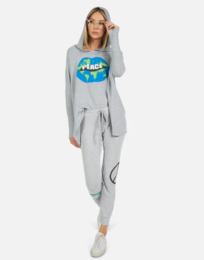 Kizzy World Peace Lips Heather Grey Women039s Lauren Moshi Long Sweatpants