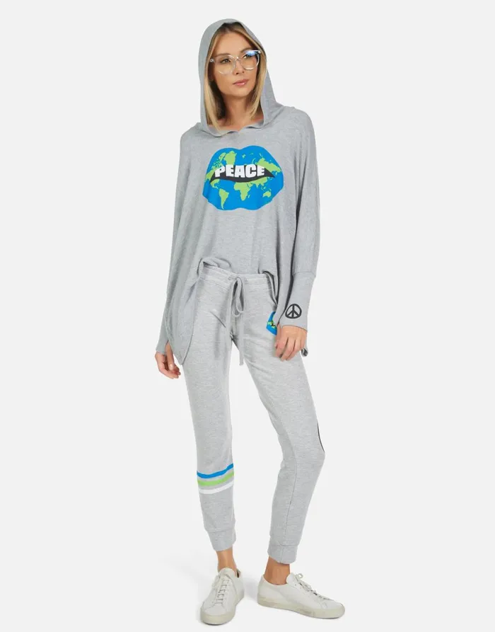 Kizzy World Peace Lips Heather Grey Women039s Lauren Moshi Long Sweatpants
