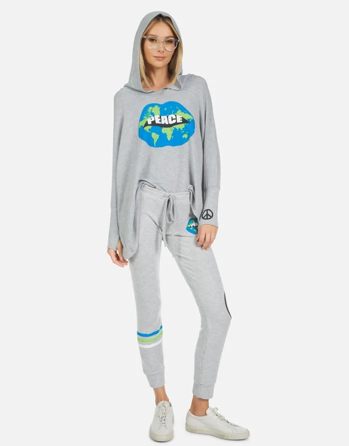 Kizzy World Peace Lips Heather Grey Women039s Lauren Moshi Long Sweatpants