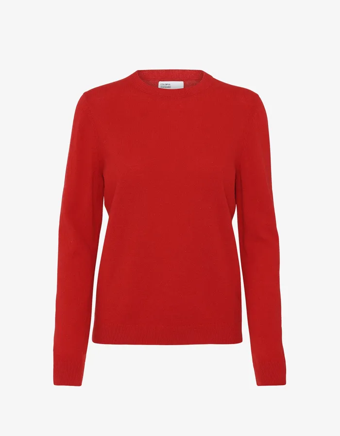 Knit Sweaters Colorfulstandard Women Women Light Merino Wool Crew 8211 Scarlet Red