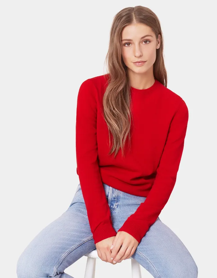 Knit Sweaters Colorfulstandard Women Women Light Merino Wool Crew 8211 Scarlet Red