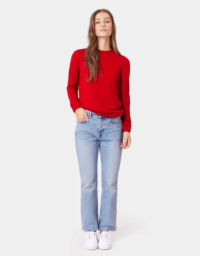 Knit Sweaters Colorfulstandard Women Women Light Merino Wool Crew 8211 Scarlet Red