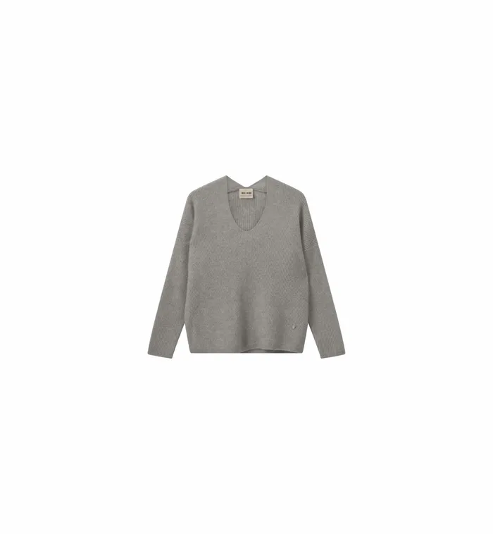 Knits MOS MOSH Women MMThora VNeck Knit Grey Melange Knits MOS MOSH Women MMThora VNeck Knit Grey Melange