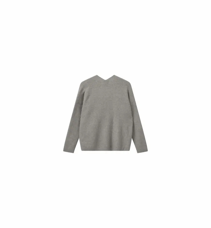 Knits MOS MOSH Women MMThora VNeck Knit Grey Melange Knits MOS MOSH Women MMThora VNeck Knit Grey Melange