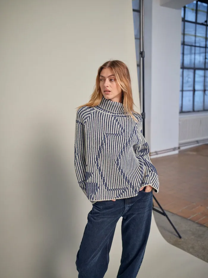 Knits Women MOS MOSH MMHelna Ikat Rollneck Knit Set Sail