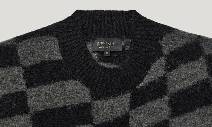 Knitwear Men Belstaff Belstaff X Represent Checkerboard Knit Sweater Shadow