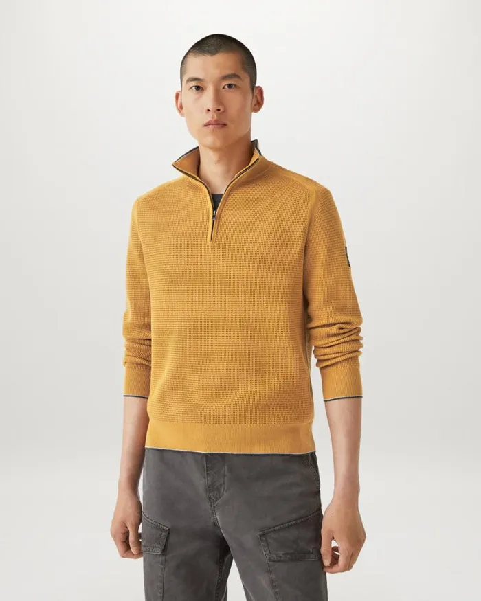 Knitwear Men Belstaff Cole Quarter Zip Jumper Glaze Yellow Knitwear Men Belstaff Cole Quarter Zip Jumper Glaze Yellow