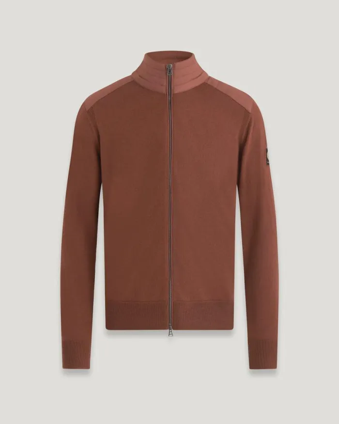 Knitwear Men Belstaff Kelby Zip Cardigan Deep Copper