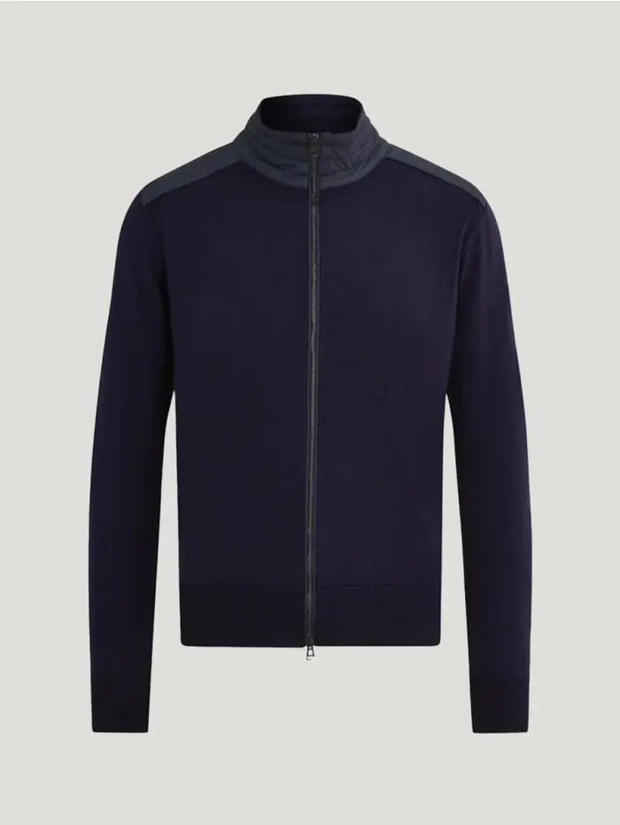 Knitwear Men Belstaff Kelby Zip Cardigan Washed Navy