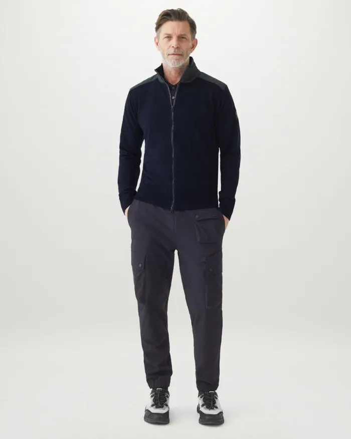 Knitwear Men Belstaff Kelby Zip Cardigan Washed Navy Knitwear Men Belstaff Kelby Zip Cardigan Washed Navy