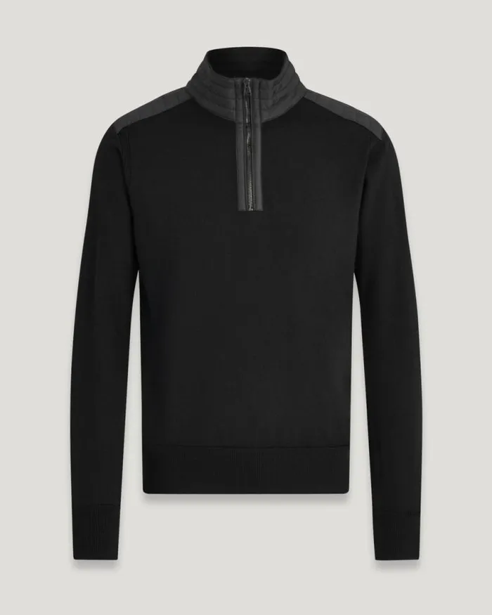Knitwear Men Belstaff Kilmington Quarter Zip Jumper Black