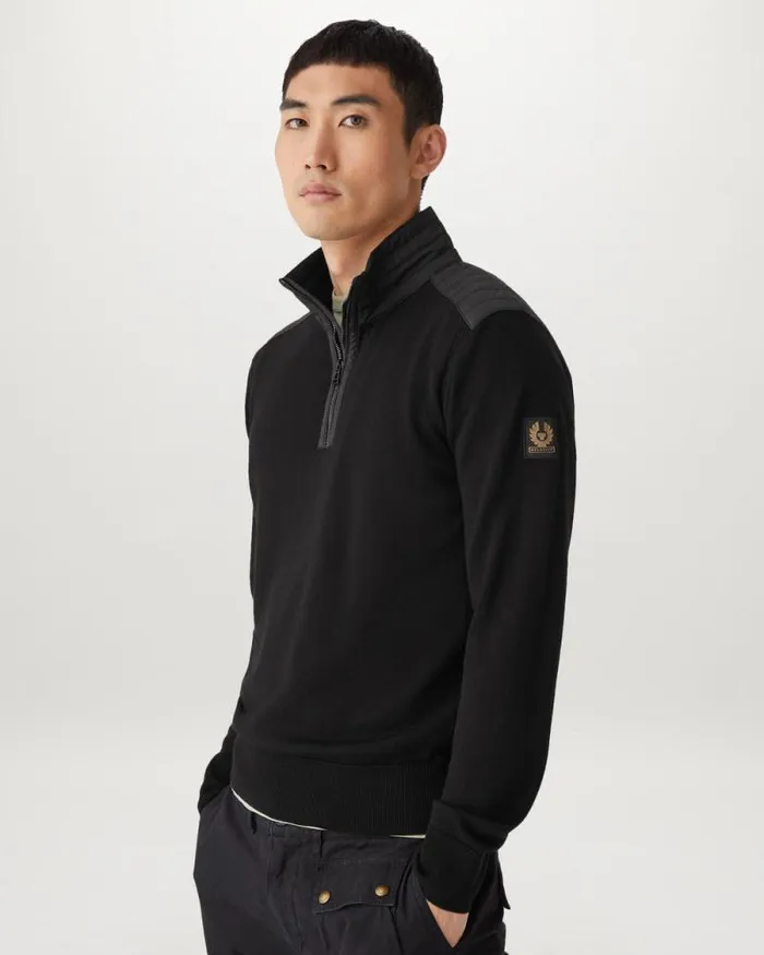 Knitwear Men Belstaff Kilmington Quarter Zip Jumper Black Knitwear Men Belstaff Kilmington Quarter Zip Jumper Black