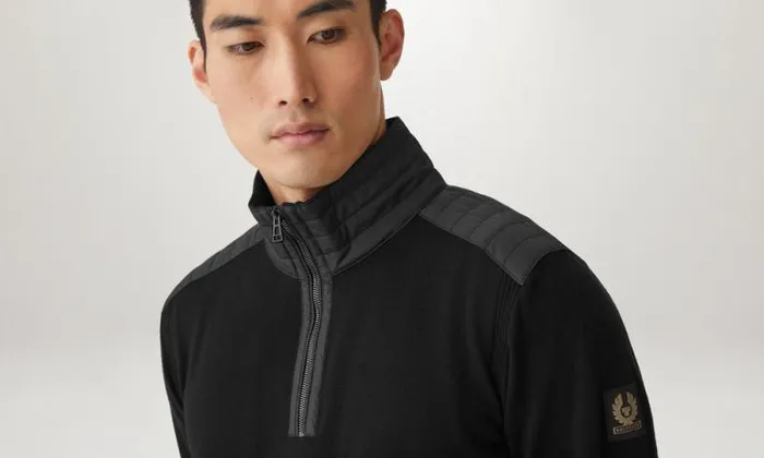 Knitwear Men Belstaff Kilmington Quarter Zip Jumper Black Knitwear Men Belstaff Kilmington Quarter Zip Jumper Black