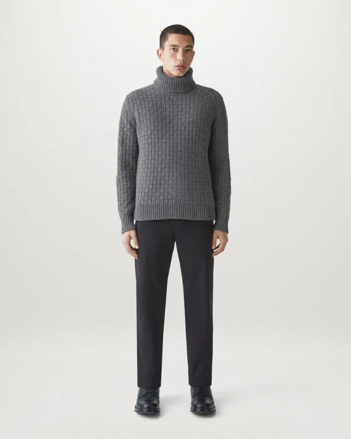 Knitwear Men Belstaff Steerage Roll Neck Jumper Mid Grey Melange Knitwear Men Belstaff Steerage Roll Neck Jumper Mid Grey Melange