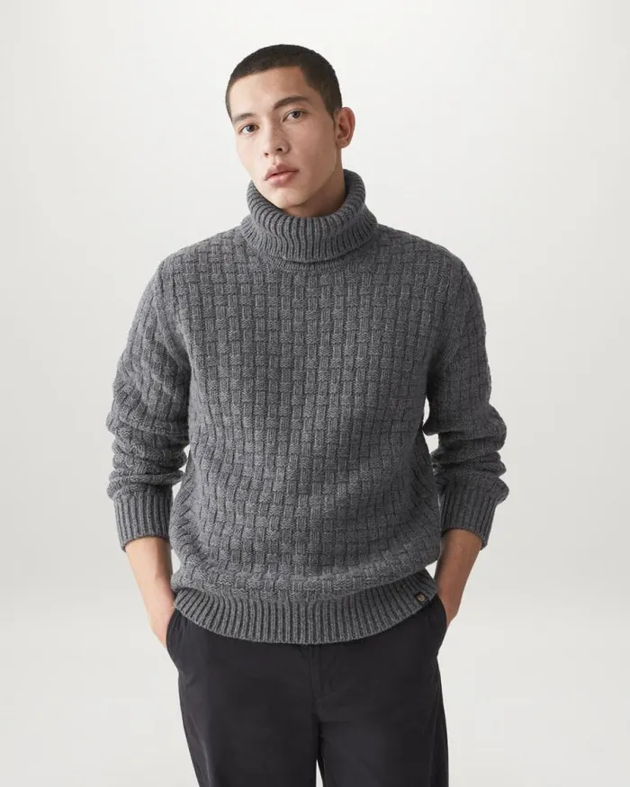 Knitwear Men Belstaff Steerage Roll Neck Jumper Mid Grey Melange Knitwear Men Belstaff Steerage Roll Neck Jumper Mid Grey Melange