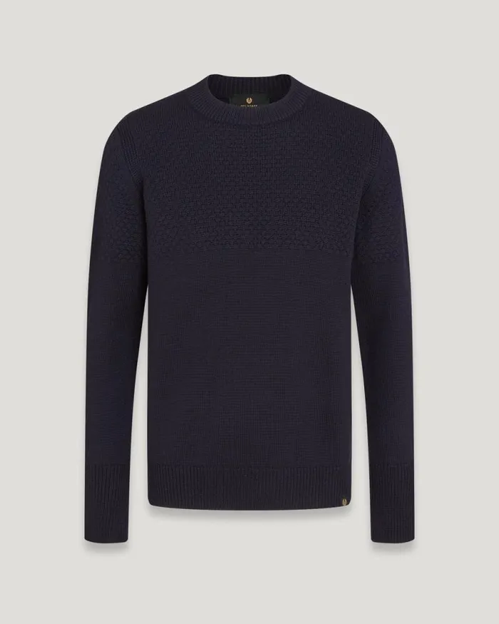 Knitwear Men Belstaff Sternway Crewneck Jumper Dark Ink