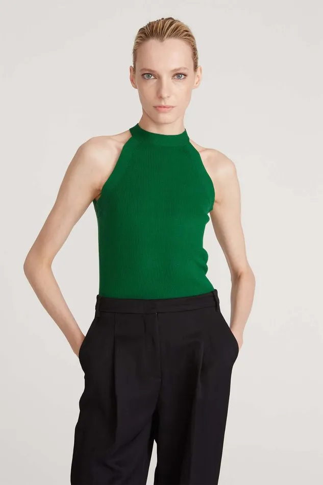 Knitwear Women Halston Bailey Merino Wool Halter Knit Jade Jade