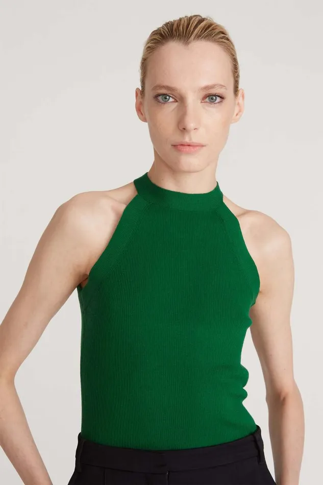 Knitwear Women Halston Bailey Merino Wool Halter Knit Jade Jade