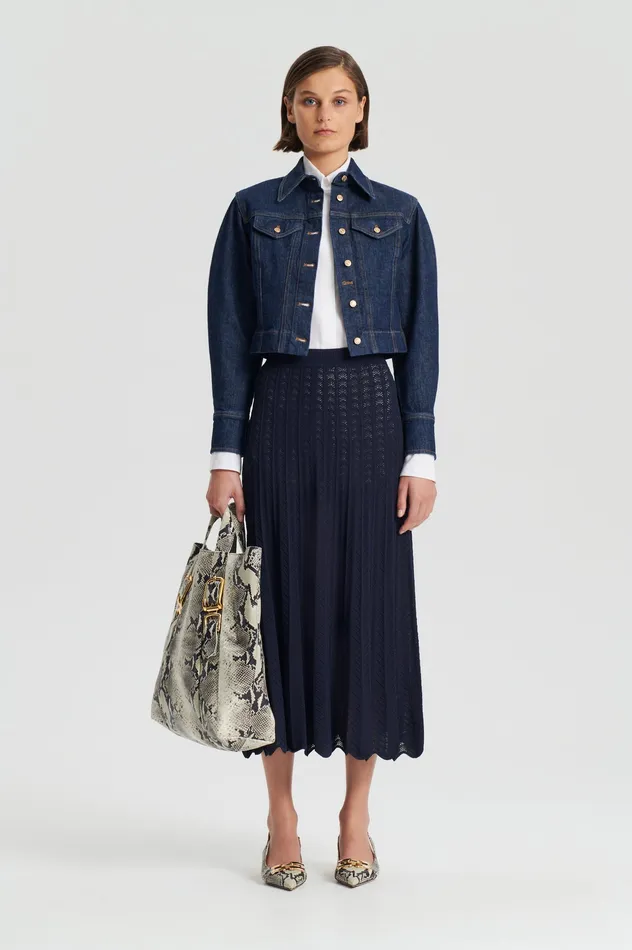 Knitwear Women PLEAT LACE SKIRT NAVY Scanlan Theodore