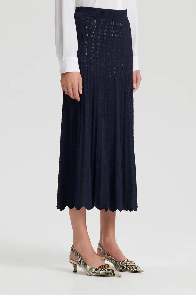 Knitwear Women PLEAT LACE SKIRT NAVY Scanlan Theodore Knitwear Women PLEAT LACE SKIRT NAVY Scanlan Theodore